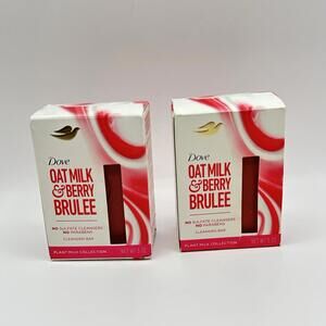 LOT (2) DOVE OAT MILK & BERRY BRULEE PLANT MILK CLEANSING BAR SOAP 5 OZ